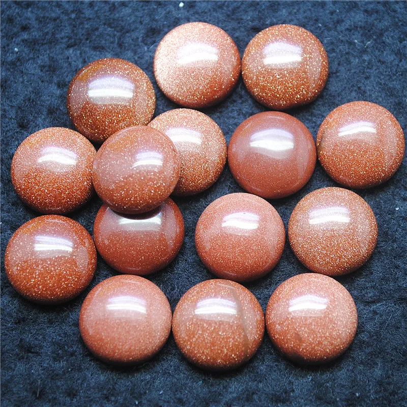 

10PCS Golden Stone Cabochons Round Shape No Hole Size 16MM Beads Cabs For Metal Base Pendants Making Accessories Free Shipping