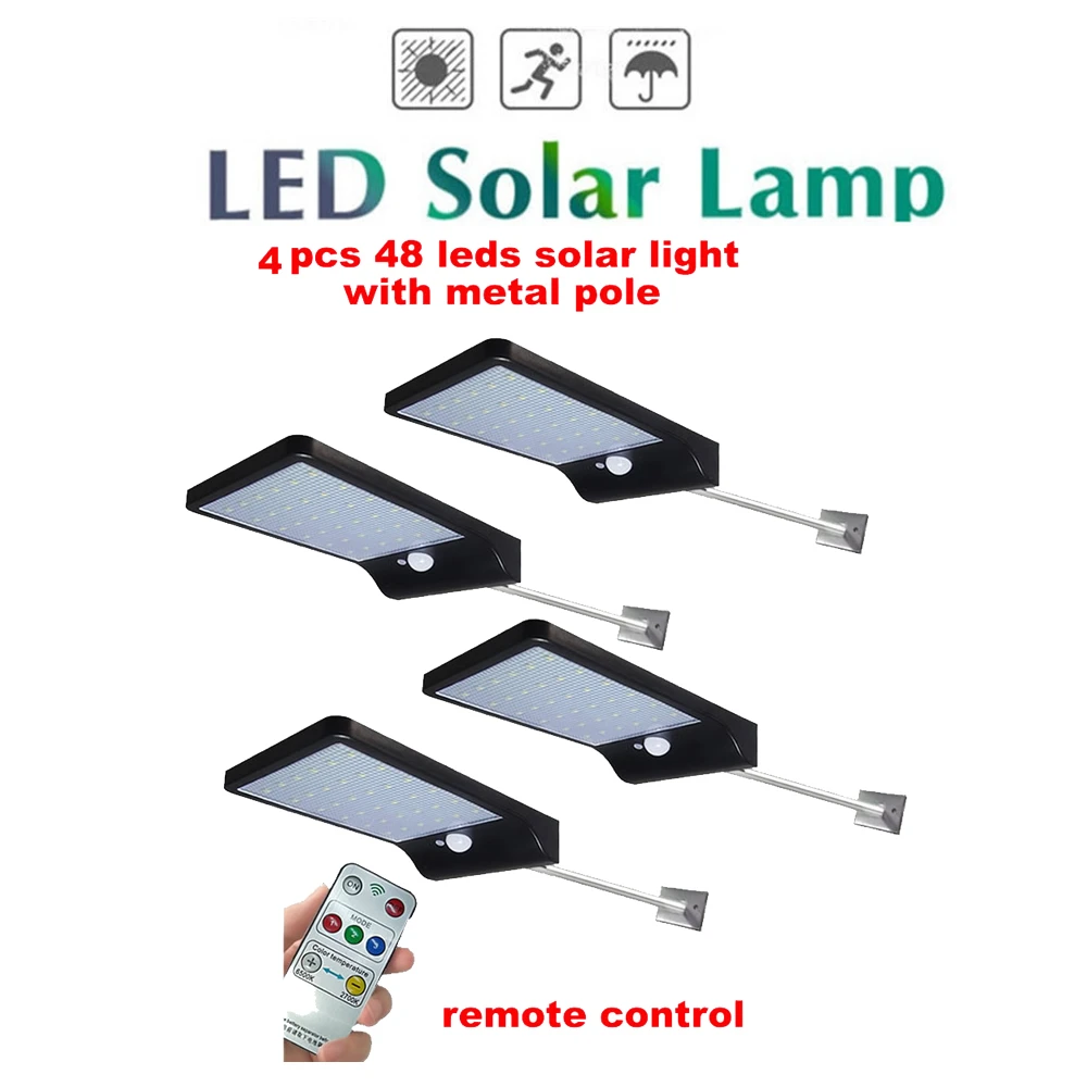 

2/4pcs Solar Panels Led Solar Light for Garden Decoration Lighting 48 LEDS IP65 Waterproof & Heatproof Street Wall Lamp security