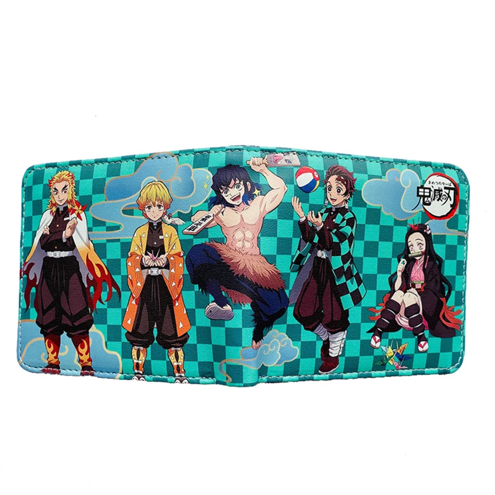 Anime Cartoon Demon Slayer Kimetsu No Yaiba Tanjiro Kamado Wallet Short Purse With Coin Pocket front pocket wallet Wallets