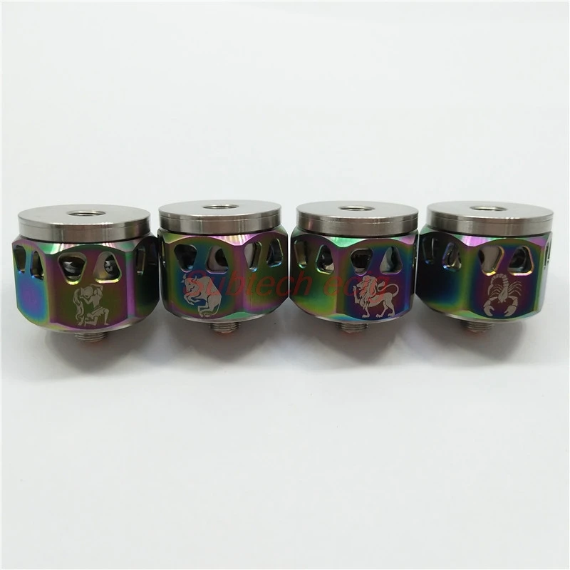 rainbow New 24mm Spinner FDX Illuminater of Electronic Cigarette V4 LED Spin Ring Heat Sink Adaptor 510 Thread RDA RBA RDTA Atomizer - Color: rainbow