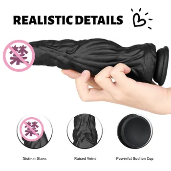 Huge Horse Thick Ana Dildo Suction Cup Big Black Silicone Penis Blowjob Simulation Dildo Thrust Sex Toys for Women Adult 18+ 2