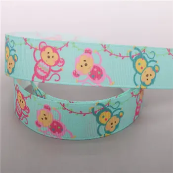 

DHK 50yards cartoon duck monkey Printed Grosgrain Ribbon Accessory Hairbow Headwear Decoration DIY Wholesale OEM S1225