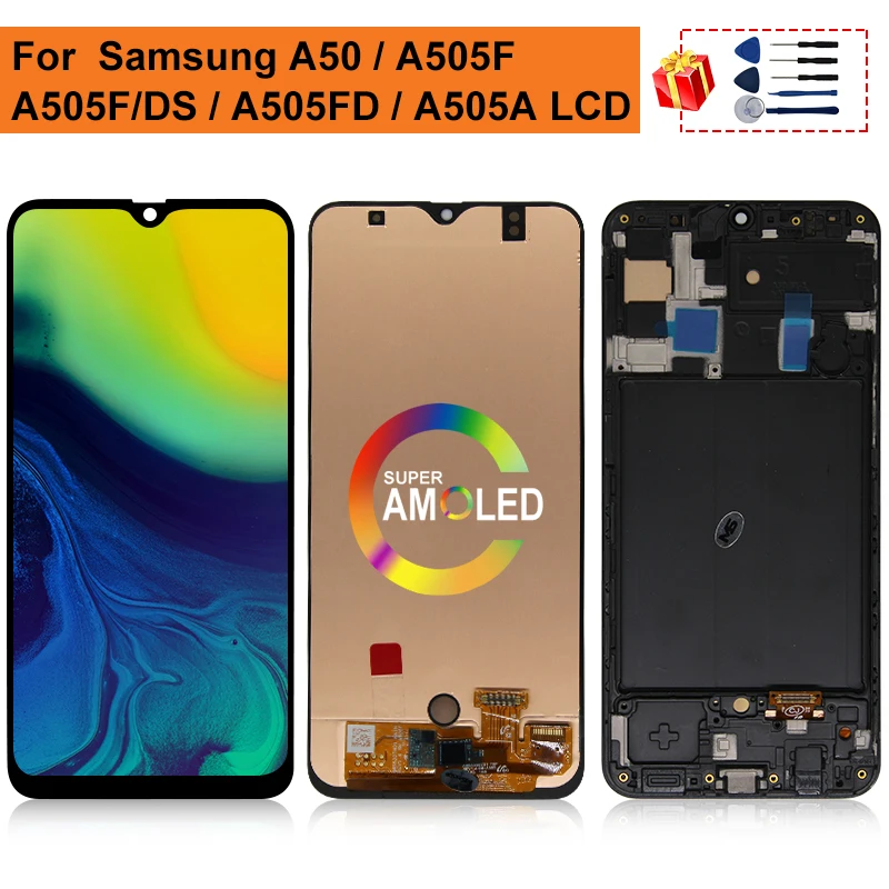 ЖК дисплей 6 4 дюйма AMOLED для Samsung galaxy A50 A505F/DS A505F A505FD A505G SM сенсорный экран дигитайзер Запасная часть|Экраны