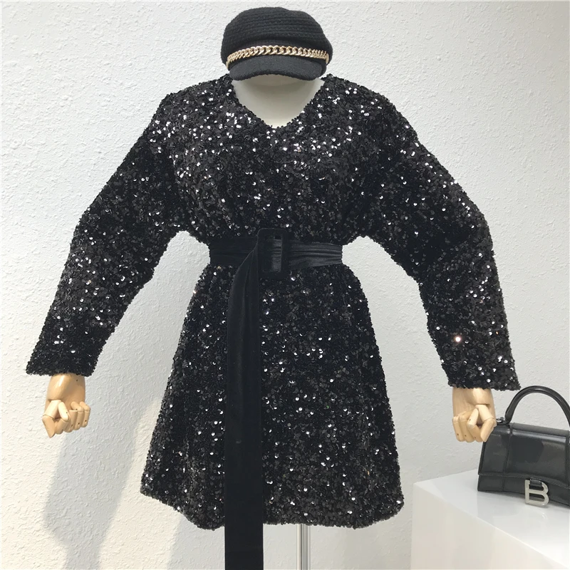Тяжелая промышленность bling sparkle poppy платье новое ретро бархатное платье с поясом