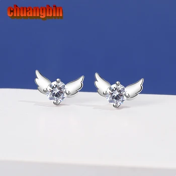 

100% Genuine S925 sterling silver Hot Sale earrings jewelry female korean small fresh Butterfly zircon Ear Studs silverware