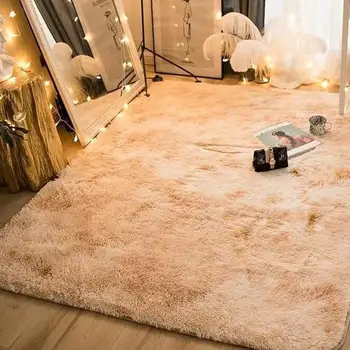 

160x90cm Fluffy Rugs Sofa Living Room Anti-Skid Carpet Floor Decoration Tie-Dyed Shaggy Mat Area Rug Warm Bedroom Home