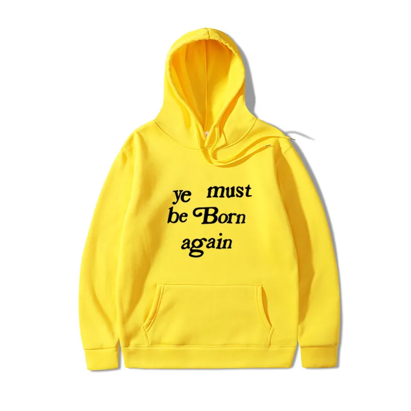 kanye West толстовки для мужчин и женщин YE MUST BE BORN снова капюшон с буквенным принтом Kanye West Толстовка уличная Джастин пуловер с капюшоном - Цвет: yellow 3