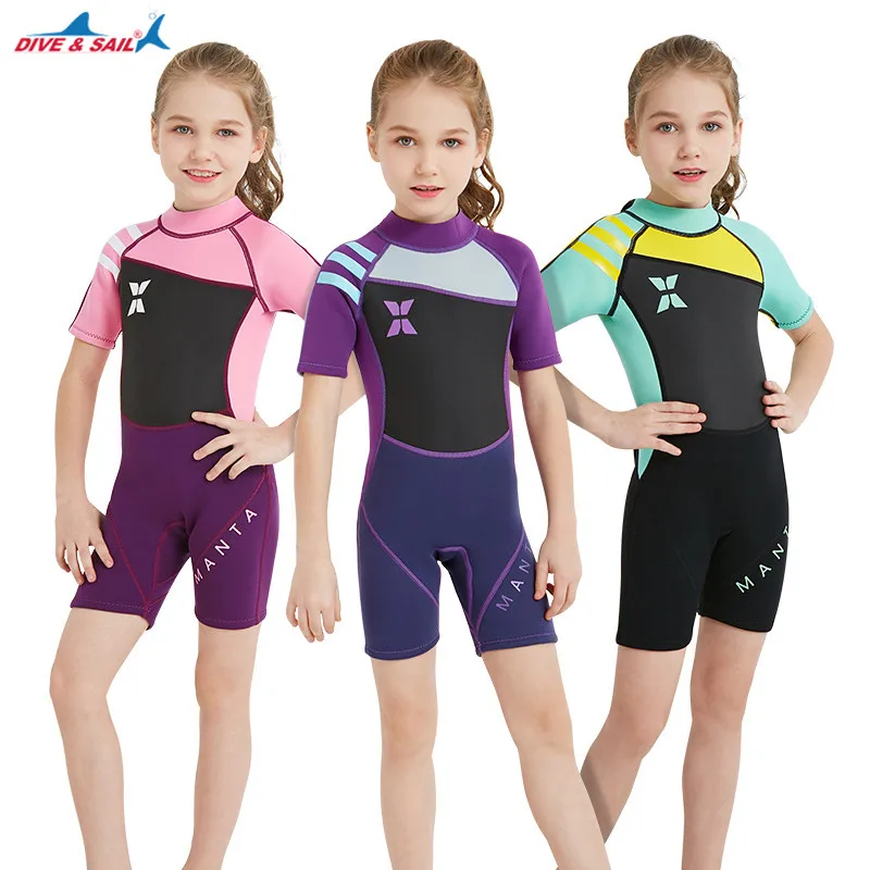 Dive & sail traje de buceo de manga corta para niños niñas, traje de baño cálido de 2,5mm para invierno, Surf y Snorkel|Bodis| - AliExpress