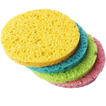 

2pcs Natural Wood Pulp Sponge Cellulose Compress Cosmetic Puff Facial Washing Sponge Face Care Cleansing Makeup Remover Tools