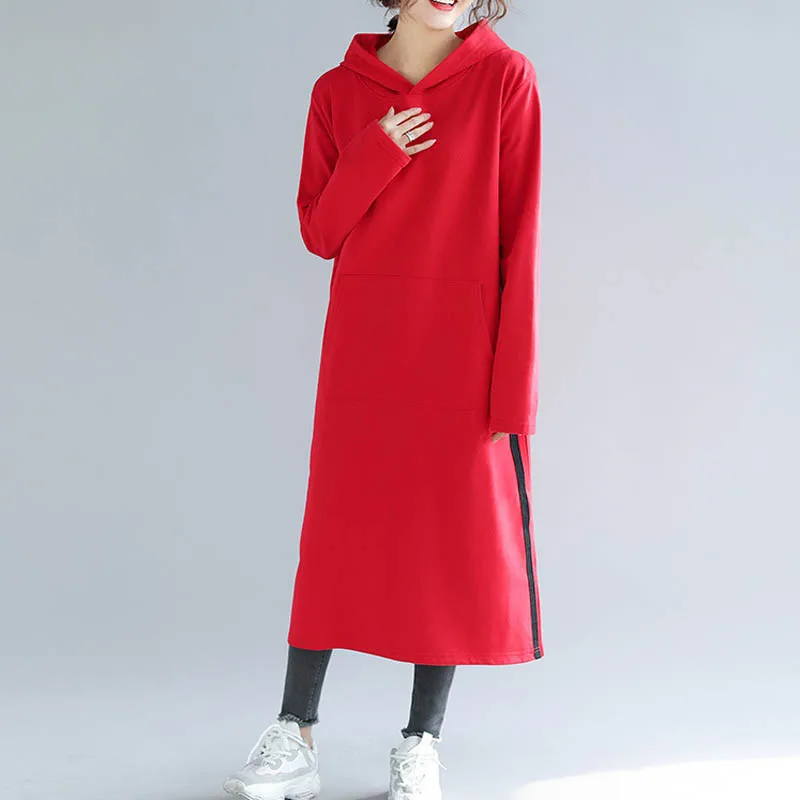 Осень Зима толстовки женские большие размеры Бюст 150 см 6XL 7XL 8XL 9XL Толстовка женские черные красные цвета - Цвет: Красный
