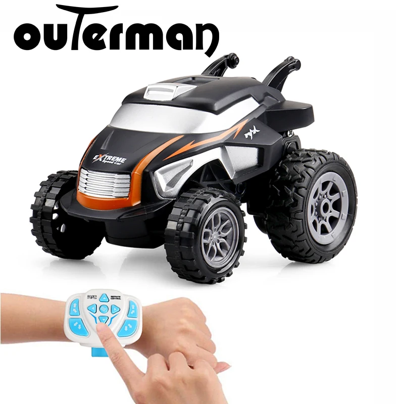 Outerman RC Car Mini Stunt Car 360 Degree Rotating 2.4Ghz Wireless Watch 1:24 Remote Control Car With Cool Lights Kids Toys Gift