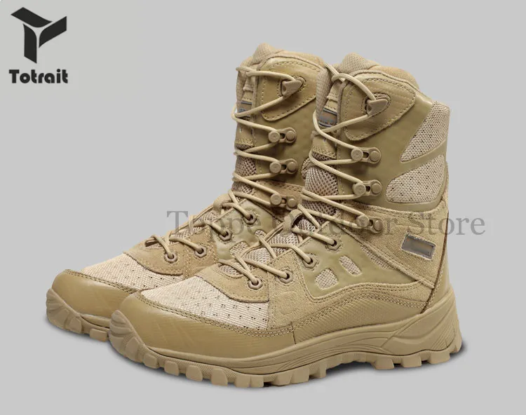 TOtrait Men Military Tactical Boots Outdoor Hiking Desert High-top Military Desert Climbing Sport Waterproof Shoes Ankle Boots