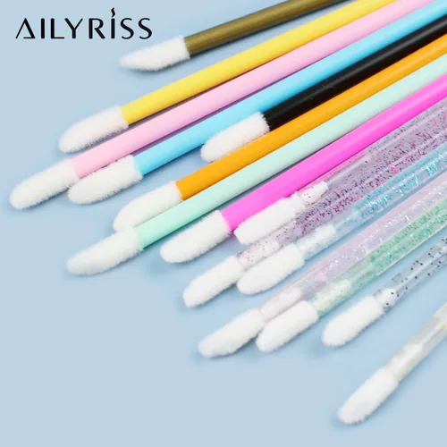 속눈썹 연장 리프팅 클리너, 미니 일회용 립 브러쉬, 광택 크리스탈 메이크업 어플리케이터, 마스카라 립스틱 지팡이, 50 개/로트 4