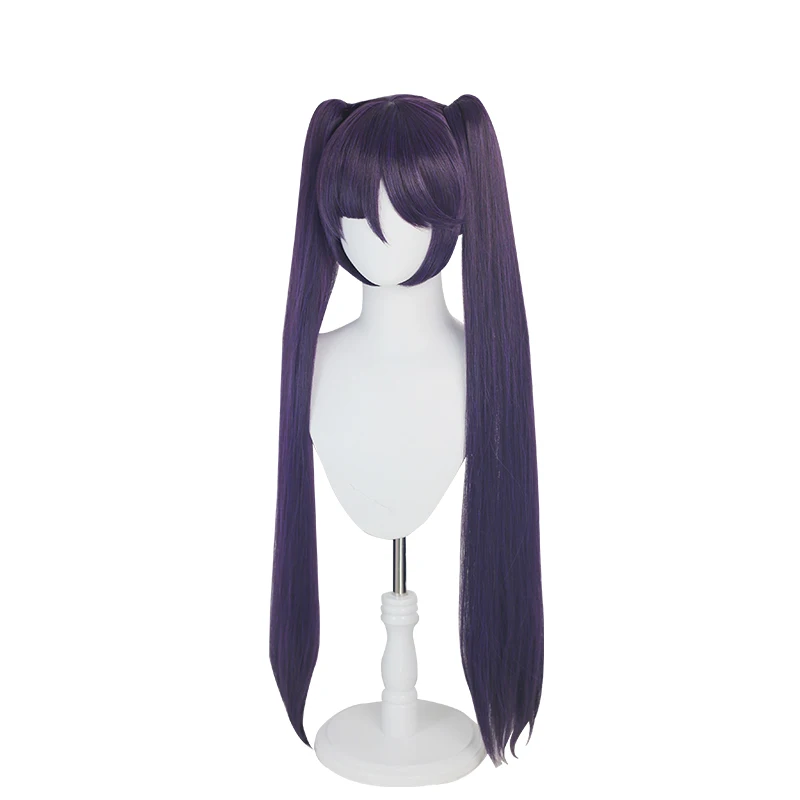 UWOWO Game Genshin Impact Mona Megistus Cosplay Wig Astral Reflection 90cm Purple Twin Tail Wig