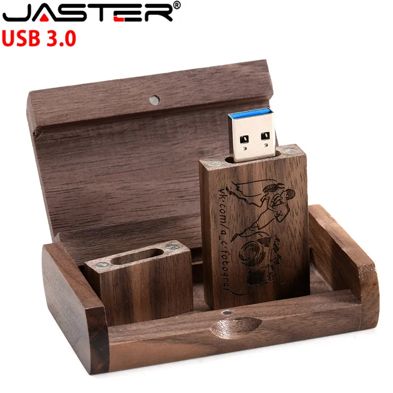JASTER USB 3,0 деревянная Флешка с откидной крышкой 4 ГБ 8 ГБ 16 ГБ 32 ГБ 64 ГБ логотип компании на заказ свадебный подарок фотография подарок