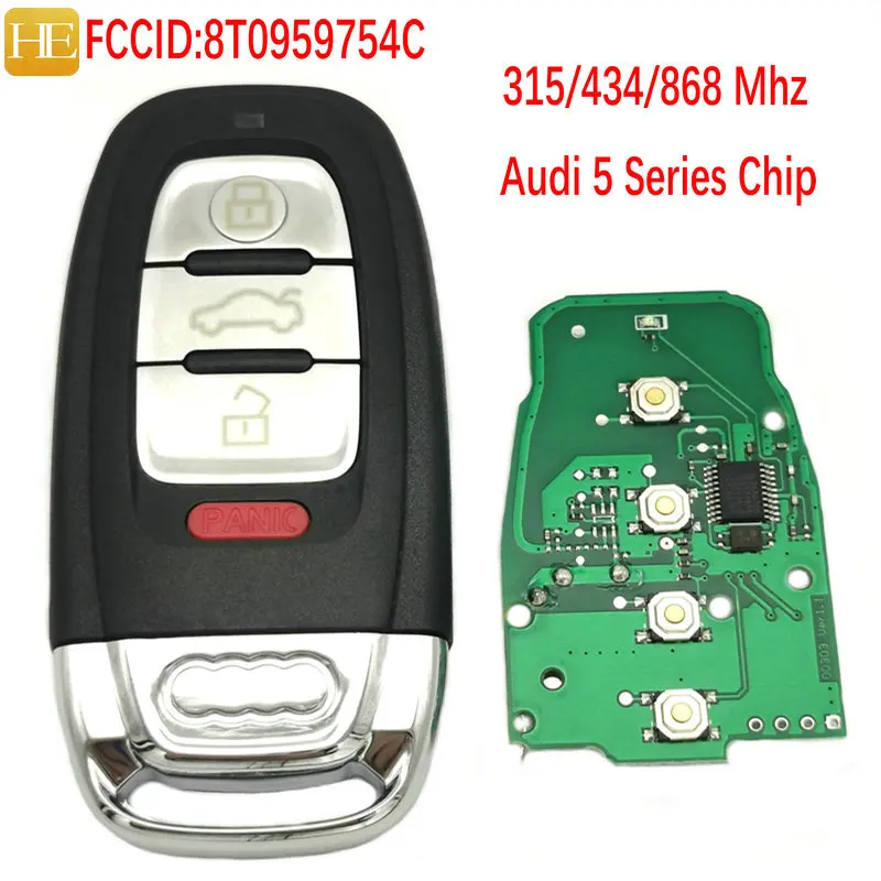 Автомобильный Дистанционный ключ HE Xiang для Audi A4 S4 A5 S5 Q5 FCCID 8T0959754C 315 434 868 МГц PCF7945A