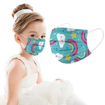 

50Pcs Children's Rainbow Mask Disposable Mask 3 Layer Filter Masks Face Mouth Mask Earloop Face Mask Mascarilla Masque Masks