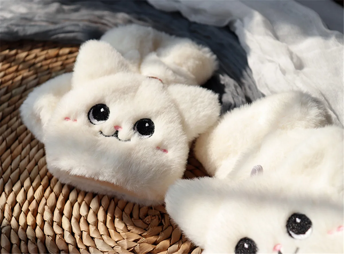 Мягкие очаровательные теплые зимние перчатки для девочек с рисунком кота