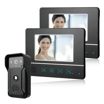 

Mountainone One to Two Video Intercom kit Handfree 7 Inch Monitor + IR Camera with Night Vision 25 kinds rings Doorbell systems