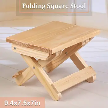 

Pine Wood Square Folding Stool Bench Stool Ottoman Protable Small Stool taburet Outdoor Mazar Fishing Chair Home Furniture