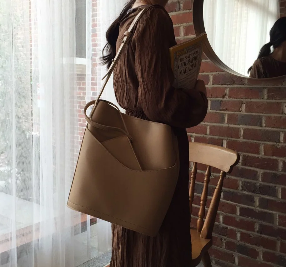 

Fashion pu leather women's bucket bag large capacity composite bag hot female casual shoulder vintage messenger bag