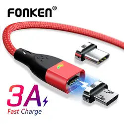 FONKEN Micro USB кабель быстрое зарядное устройство магнитный кабель 1 м 2 м Магнитный провод для быстрой зарядки Android мобильный телефон планшет