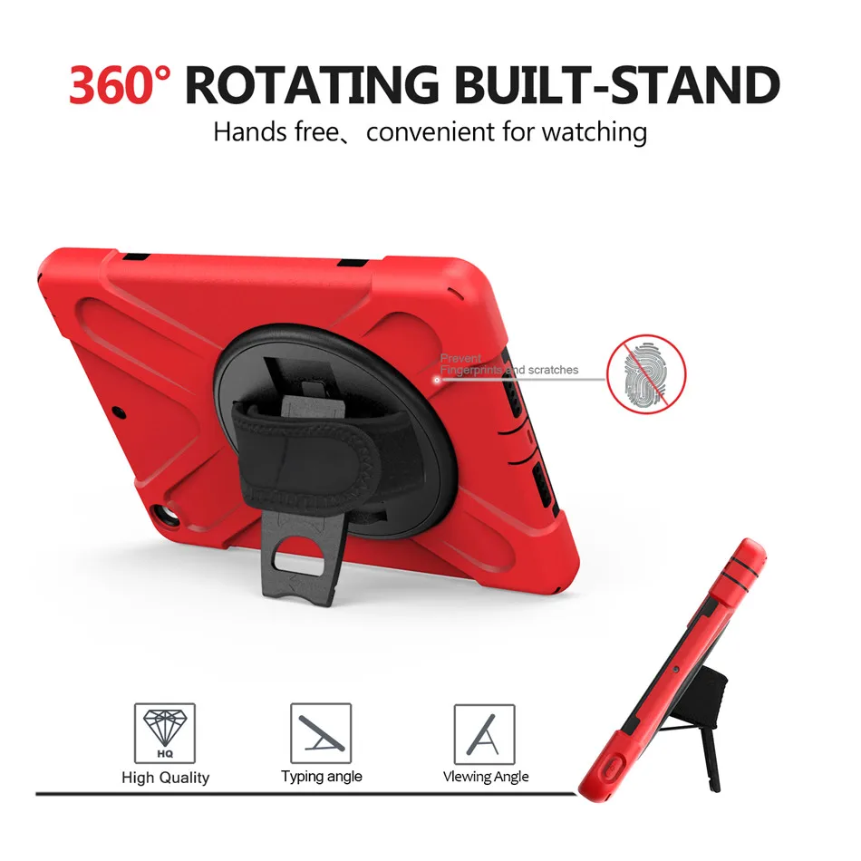 Чехол для iPad 10,2 противоударный Heavy Duty Прочная крышка 360 вращающийся ручной подставки для iPad 10,2 7th поколения+ ремешок на шею