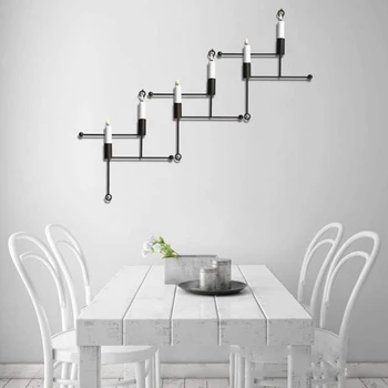 

European Wall Mounted Candle Holder Metal Geometry Candlestick Sconce Decoration M68E