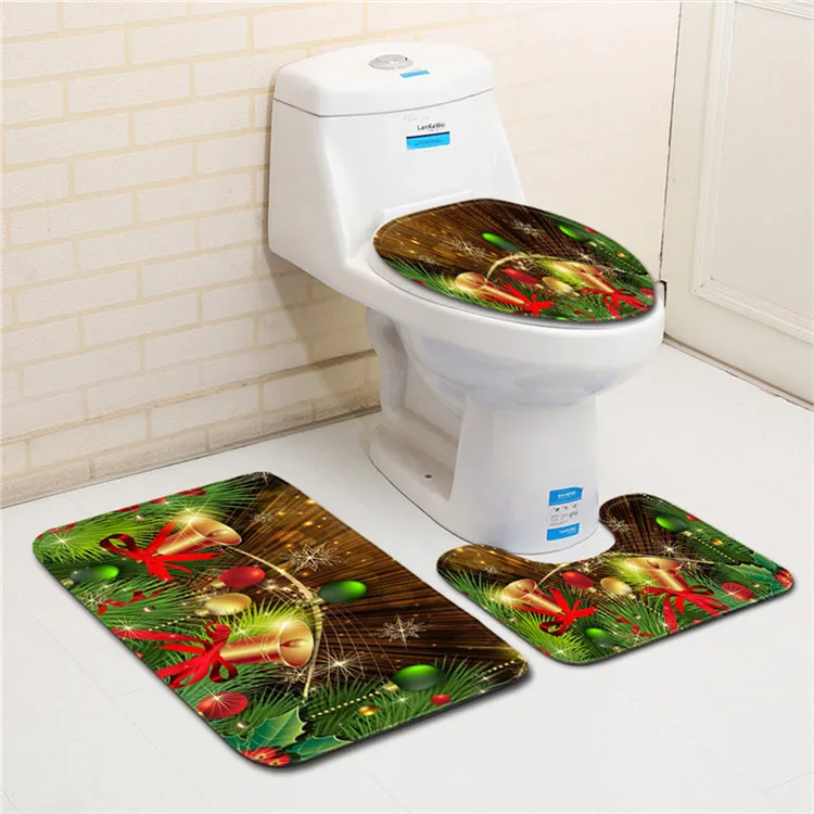 Free Shipping 3Pcs/set Christmas Trees Bathroom Carpet Set Dywaniki Lazienkow Bath Mats Rug Tapete Banheiro Tapis Salle De Bain