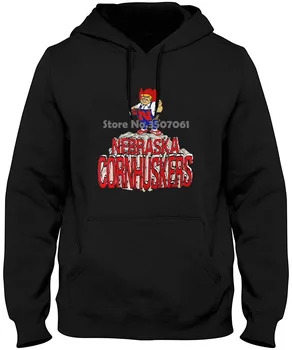 

Hot Summer winter Fashion Vintage Mens L 80s 90s University Nebraska Cornhuskers Footballer Gray Hoodies & Sweatshirts