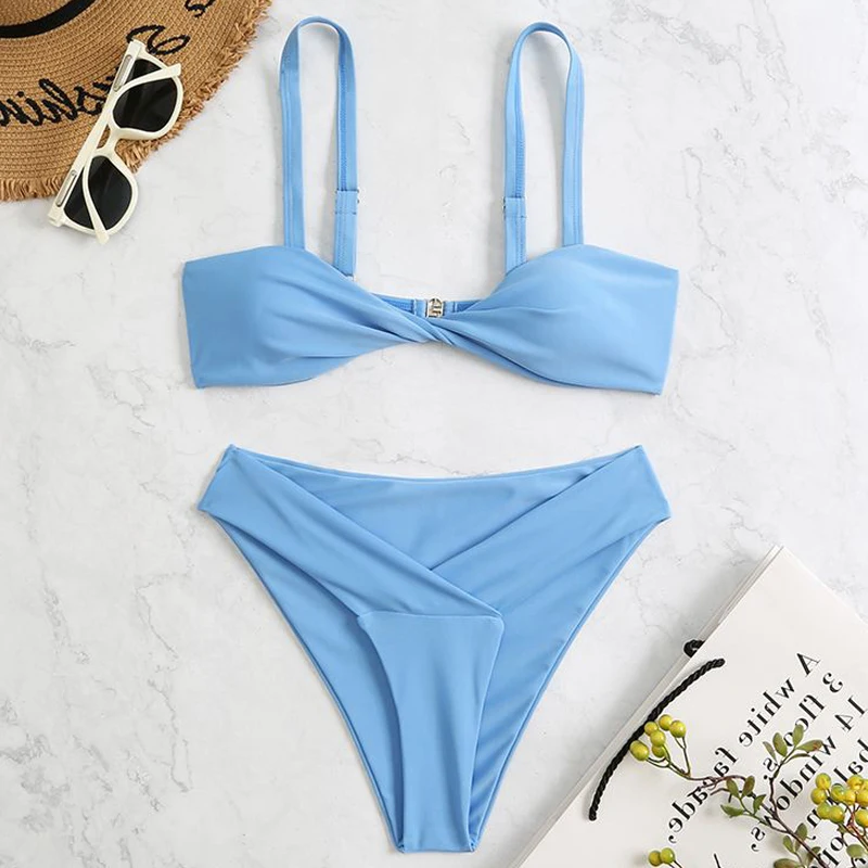 Новинка 2022 однотонный купальник с эффектом пуш-ап женский сексуальный низкой