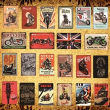 [Luckyaboy] Ретро Мотоцикл металлические жестяные знаки плакат Винтаж паб для дома для отеля для бара клуб кафе магазин Декор AL020