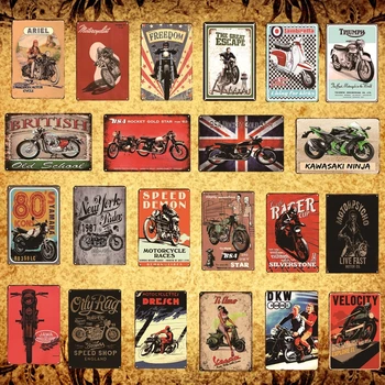 

[Luckyaboy] Retro Motorcycle Metal Tin Signs Poster Vintage Pub Home Hotel Bar Club Cafe Shop Decor AL020