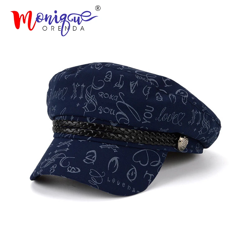 Женские Восьмиугольные шляпы для девочек, для женщин, граффити, плоская Военная Кепка, Женские Твердые крышки, Женские повседневные береты, шляпа для путешествий