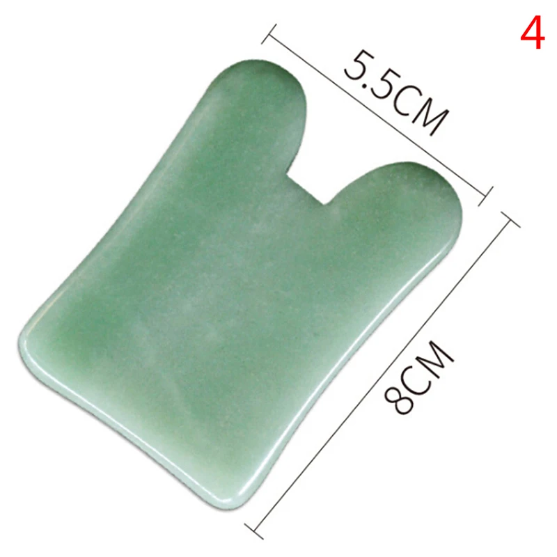4 Handmade Natural Jade Face Acupuncture Point Guasha Massage Tool SPA Therapy Rose Quartz Jade Stone Gua Sha Scraping Massager - Цвет: 4