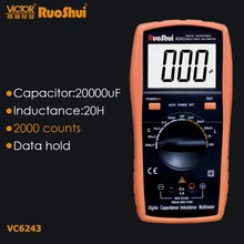 RuoShui VC6243 20H 1000 мкФ цифровой измеритель емкости LCR 2000 отсчетов данных удержания конденсатора тестер электронный Capacimetro