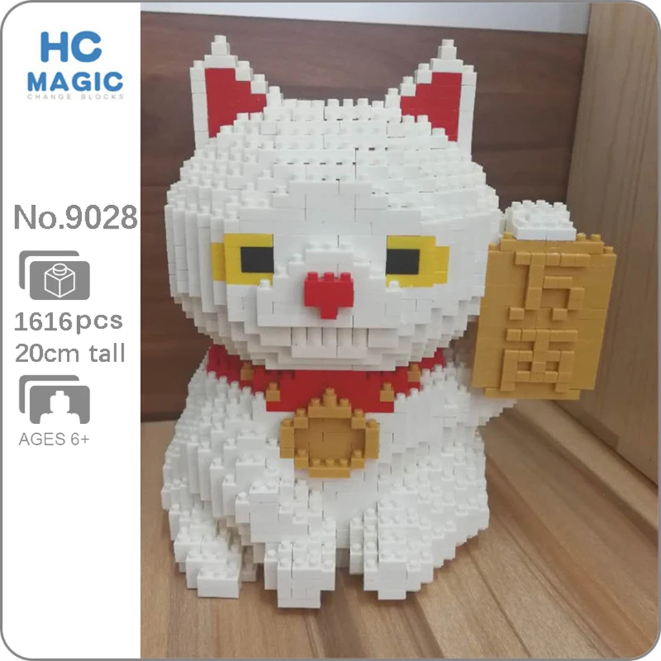 

HC Lucky Money Fortune Cat Building Blocks Animal Pet 3D Model DIY Mini Diamond Bricks Building Toy Assembly Toy Boy Gifts