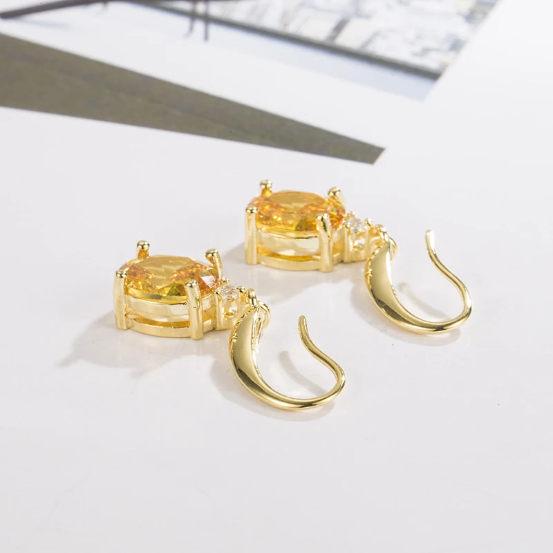 Kylee Oval Citrine Zircon Gemstone Earrings 3