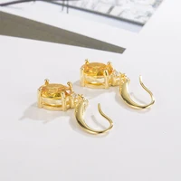 Kylee Oval Citrine Zircon Gemstone Earrings 3