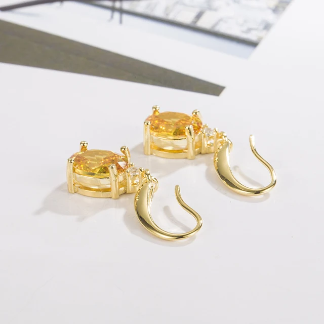 Kylee Oval Citrine Zircon Gemstone Earrings 3