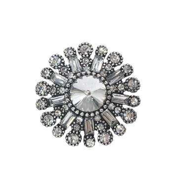 

30mm Alloy Retro Coat Button 5pcs Round Shank Clear Rhinestone Crystal Buttons Sewing Craft