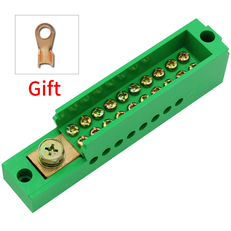 

1pcs Connection Distribution Box 1-in 20-out Three phase Green Terminal Block Row Junction Metering Box Part Line