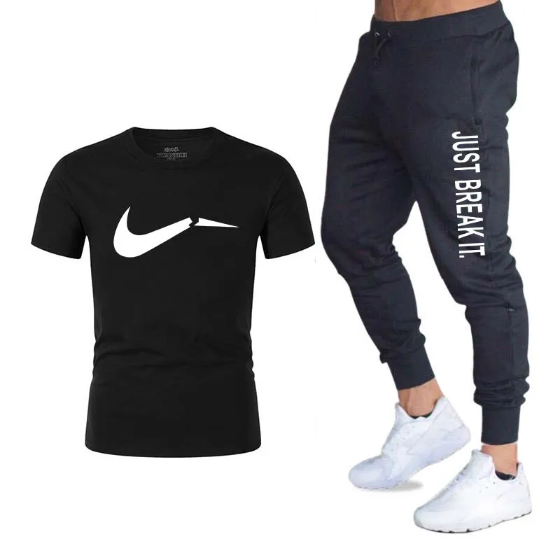 men'sBrand спортивной мужской костюм Бег футболка дамы спортивные костюмы+ летние туфли для бега трусцой фитнес-брюки спортивные