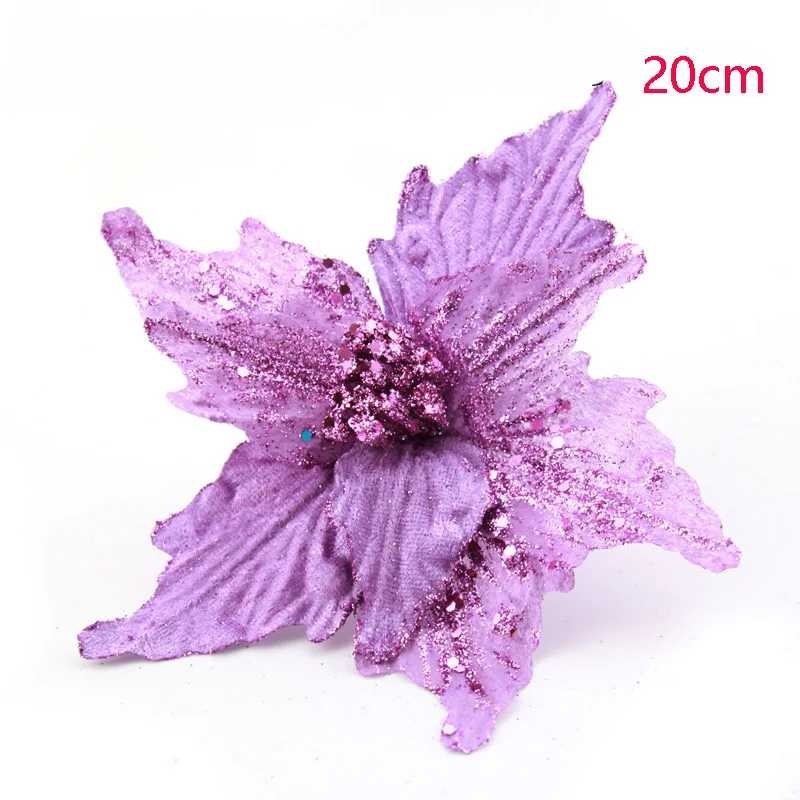 G 5 шт. Элегантные Искусственные цветы с блестками Poinsettia, украшения для дома, праздничные украшения для рождественской елки, вечерние принадлежности - Цвет: G