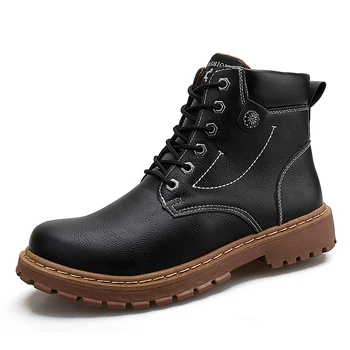 

high quality men's luxury fashion ankle boots cow leather platform shoes cowboy tooling boot zapatos bota masculina botines male