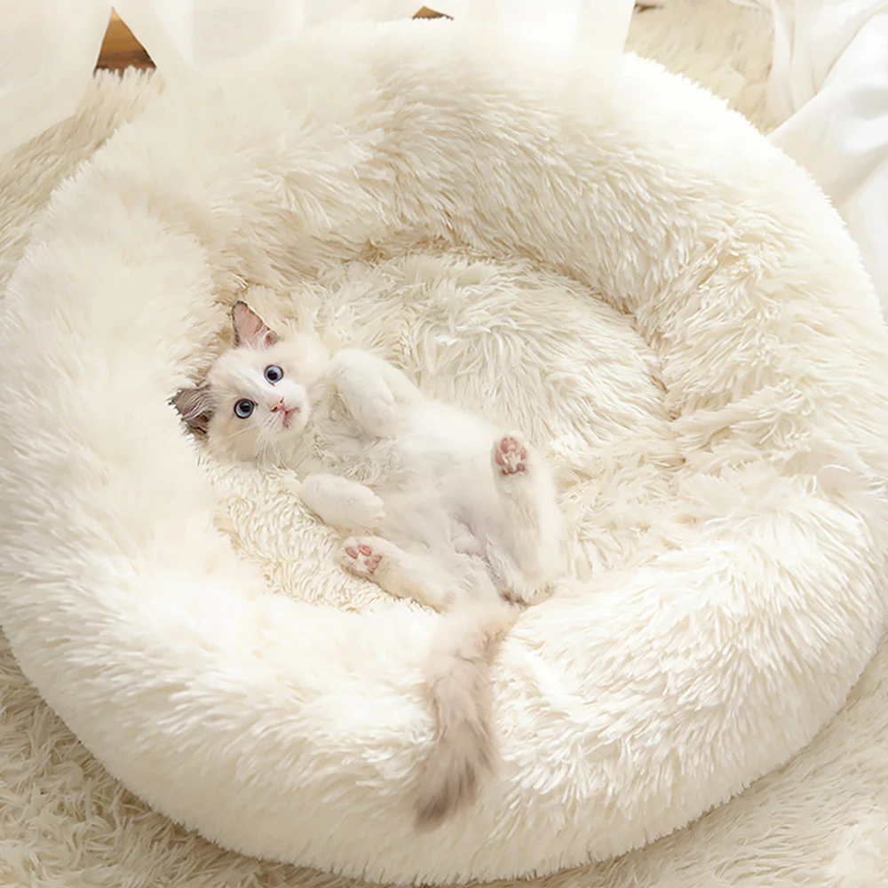 Bed Cushion-Mat Pet-Bed Puppy Cat-Supplies Kennel Dog Round Plush Warm Long Portable