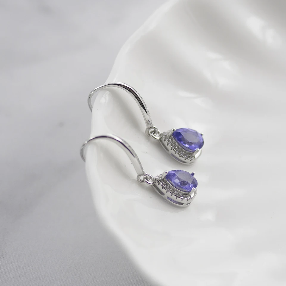 2019 nano tanzanite dangle earrings genuine 925 sterling silver pear gemstone fine jewelry tear drop earring for women girls