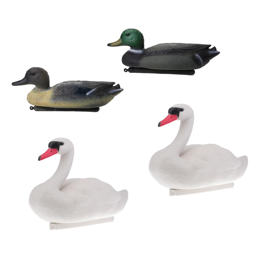 4PCS Simulated 3D Lifelike Duck Decoy + Goose Decoy, Plastic Floating Decoying, Lifelike