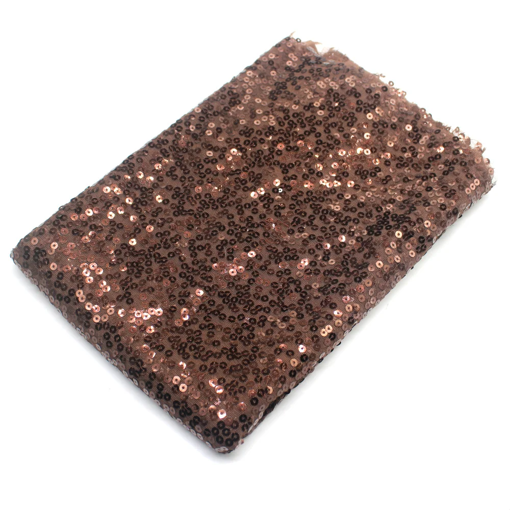 

Sequined Lace Fabric Coffee Sequined Embroidery Fabrics Paillette 132cm Wide