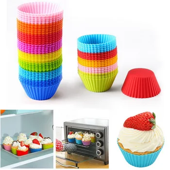 

12 Pcs Round Shape Silicone Muffin Cupcake Mould Case Bakeware Maker Mold Tray Baking Cup Liner Baking Molds